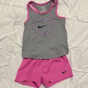 Nike Gray Tank Top and Pink Shorts Set